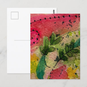 Carte Postale Art abstrait impressionniste à l'aquarelle et à l'