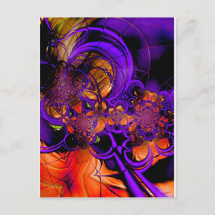 Carte Postale Art Abstrait Métal violet orange Crochet Zizzago