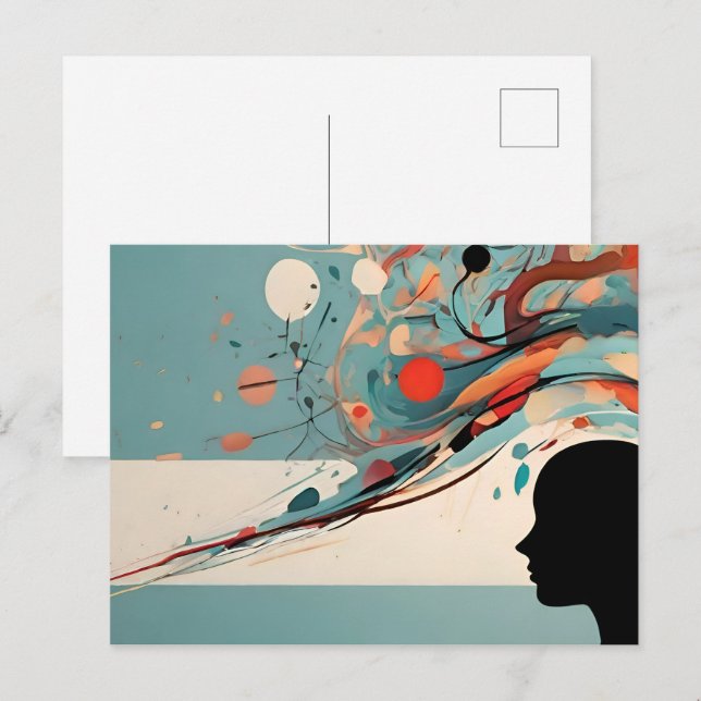 Carte Postale Art abstrait sur la santé mentale (Devant / Derrière)