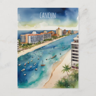 Carte Postale art aquarelle de Cancun