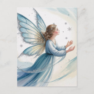 Carte Postale Art aquarelle de fée de neige d'hiver