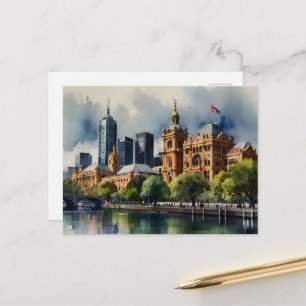 Carte Postale art aquarelle de Melbourne