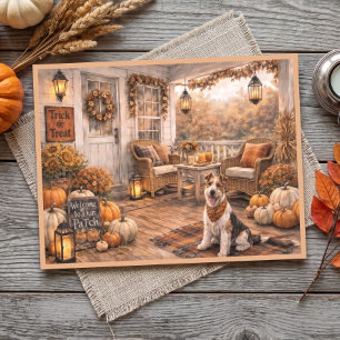 Carte Postale Art aquarelle floral de porche de Thanksgiving vin