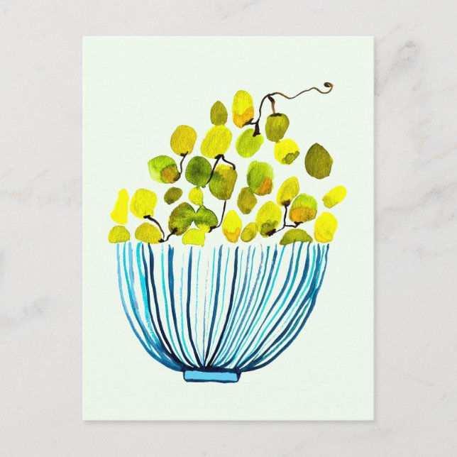 Carte Postale art aquarelle raisins fruit (Devant)