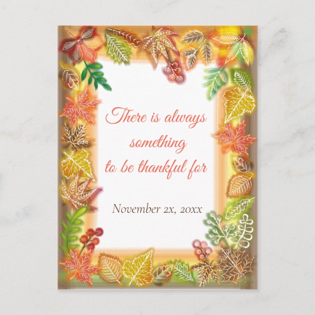 Carte Postale Art au pinceau du feuillage d'automne pour Thanksg (Devant)