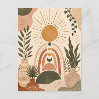 Carte Postale Art botanique et soleil bohème