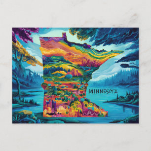 Carte Postale Art cartographique du Minnesota