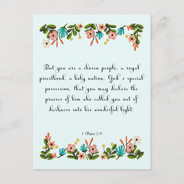 Carte Postale Art chrétien cool - 1 Pierre 2:9 (Devant)