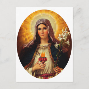 Carte Postale Art chrétien du Sacré Coeur de Jésus et Marie