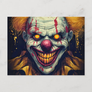 Carte Postale Art Clown Illustration du Carnaval déplaisant