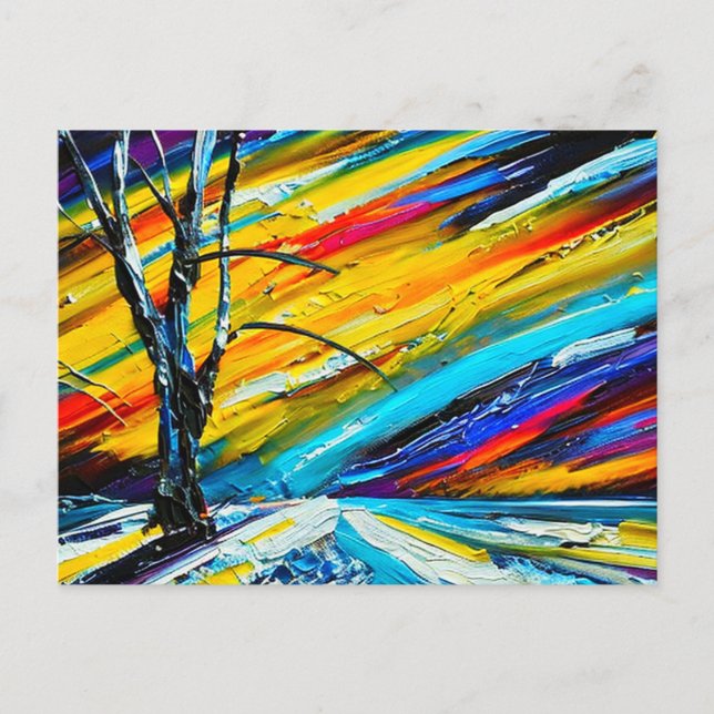 Carte Postale Art coloré : Paysage avec arbre (Devant)