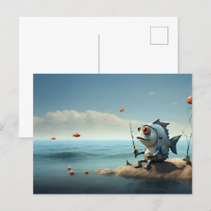 Carte Postale Art conceptuel de la pêche du poisson