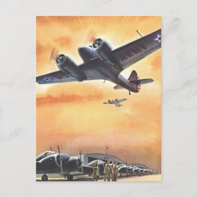 Carte Postale Art couleur de l'avion de l'aviation vintage (Devant)