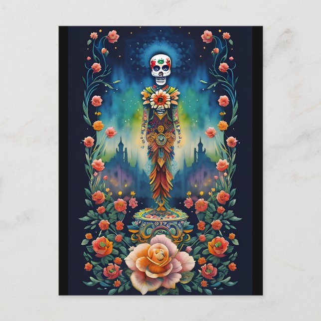Carte Postale Art crâne de sucre - Dia de los Muertos (Devant)