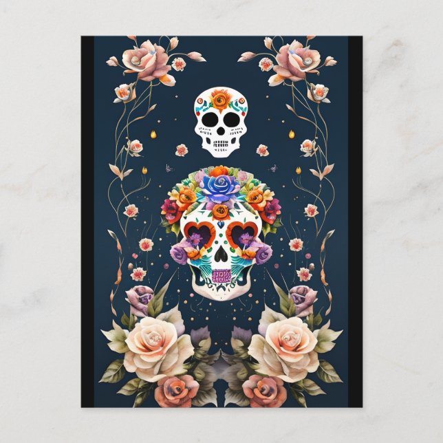 Carte Postale Art crâne de sucre - Patrimoine mexicain (Devant)