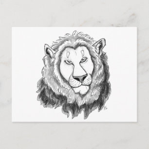 Carte postale Art crayon Lion