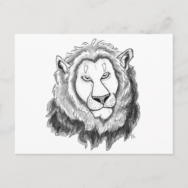 Carte postale Art crayon Lion (Devant)