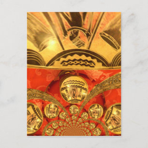 Carte Postale Art Culturel Africain : Design Rouge Or Riche