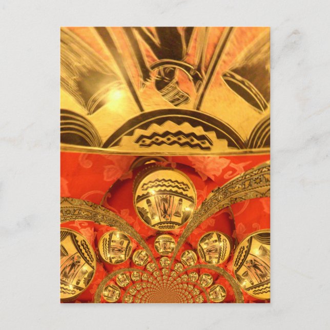 Carte Postale Art Culturel Africain : Design Rouge Or Riche (Devant)