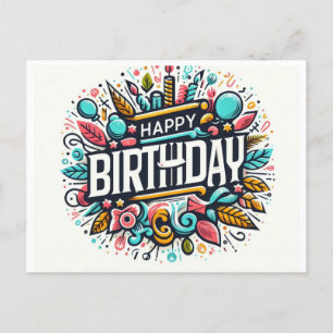 Carte Postale Art d'Anniversaire Vibrant - Célébration fantasque