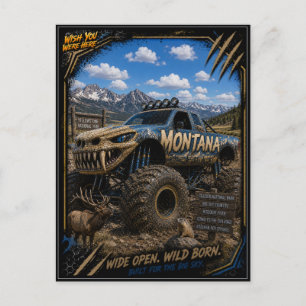 Carte Postale Art de camion monstre tout-terrain du Montana