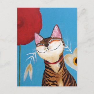 Carte Postale art de chat - fleur kenzo