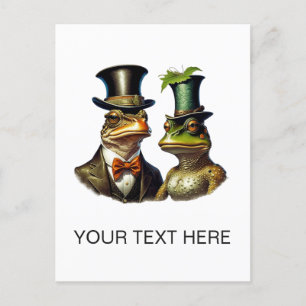 Carte Postale Art de couple de grenouilles victorien mignon Cott