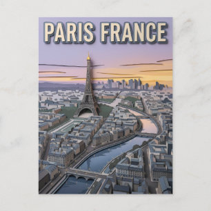 Carte Postale Art de découpe de papier Paris France