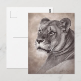 Carte Postale Art de faune de lionne peinte à la main