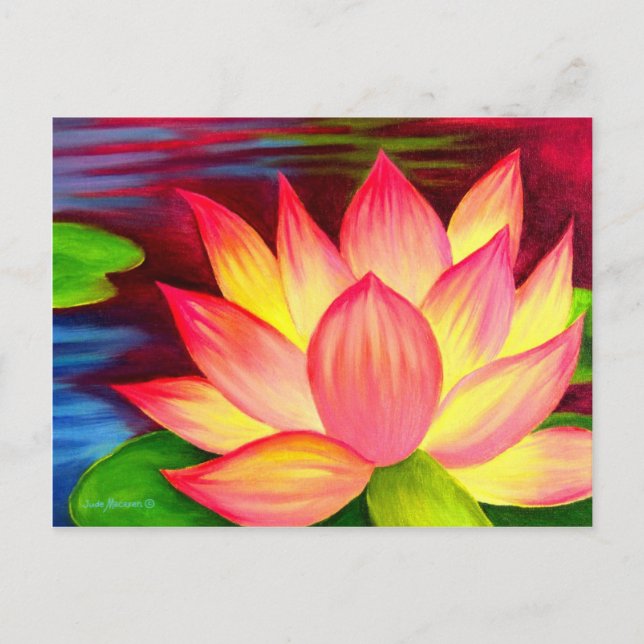 Carte Postale Art de fleur de nénuphar de Lotus de Chinois - (Devant)