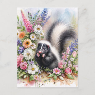 Carte Postale Art de fleur d'eau de moufette sauvage