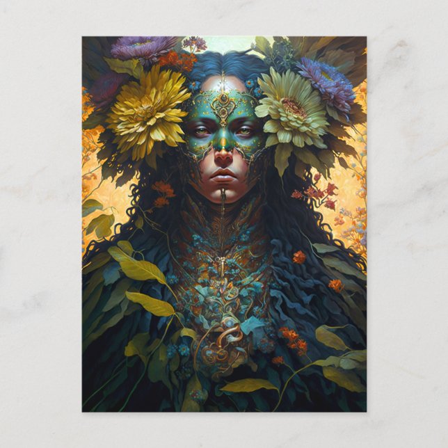 Carte Postale Art de la déesse des fleurs Imaginaire (Devant)