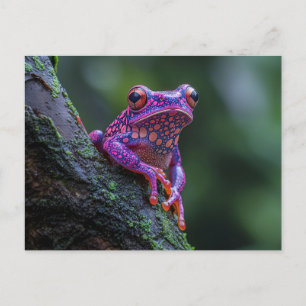 Carte Postale Art de la grenouille à arbre rose et pourpre