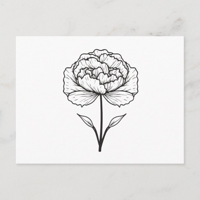 Carte Postale Art de la ligne de carnation en noir blanc (Devant)