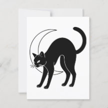 Art de la ligne de lune de chat et de croissant no
