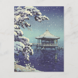Carte Postale Art de la scène d'hiver de la rivière Japonaise 
