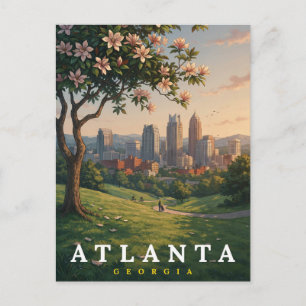 Carte Postale Art de la vue panoramique d'Atlanta Géorgie