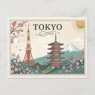 Carte Postale Art de l'affiche de voyage à Tokyo au Japon vintag