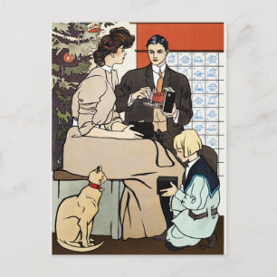 Carte Postale Art de l'appareil photo antique de Noël victorien 