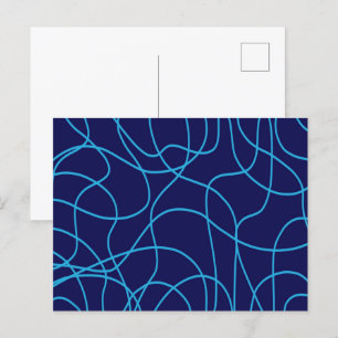 Carte Postale Art de ligne dans les bleus contrastés