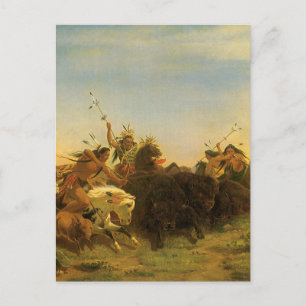 Carte Postale Art de l'Ouest de l'Amérique vintage, chasse au bi