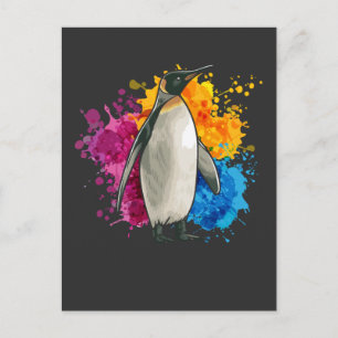 Carte Postale Art de manchot coloré pour les fans d'animaux de n