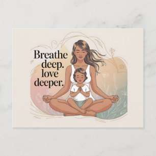 Carte Postale Art de méditation pleine conscience mère-enfant
