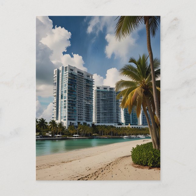 Carte Postale Art de Miami aquarelle (Devant)