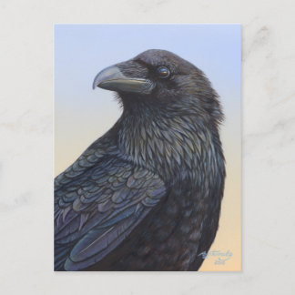 Carte Postale Art de peinture de coucher du soleil de Raven de