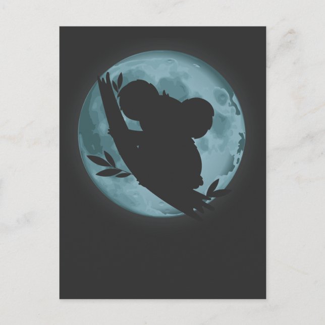 Carte Postale Art de silhouette de lune de koala Amateur d'anima (Devant)