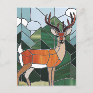 Carte Postale Art de verre coloré, Art de cerf de style verre co