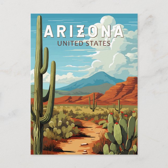 Carte Postale Art de voyage vintage Arizona (Devant)