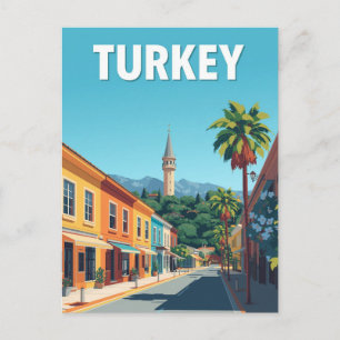 Carte Postale Art de voyage vintage coloré de rue de Turquie