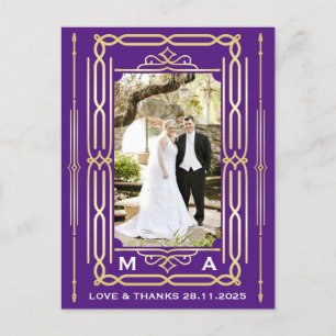 Carte Postale Art Déco Amour & Merci Gold Purple Photo Merci